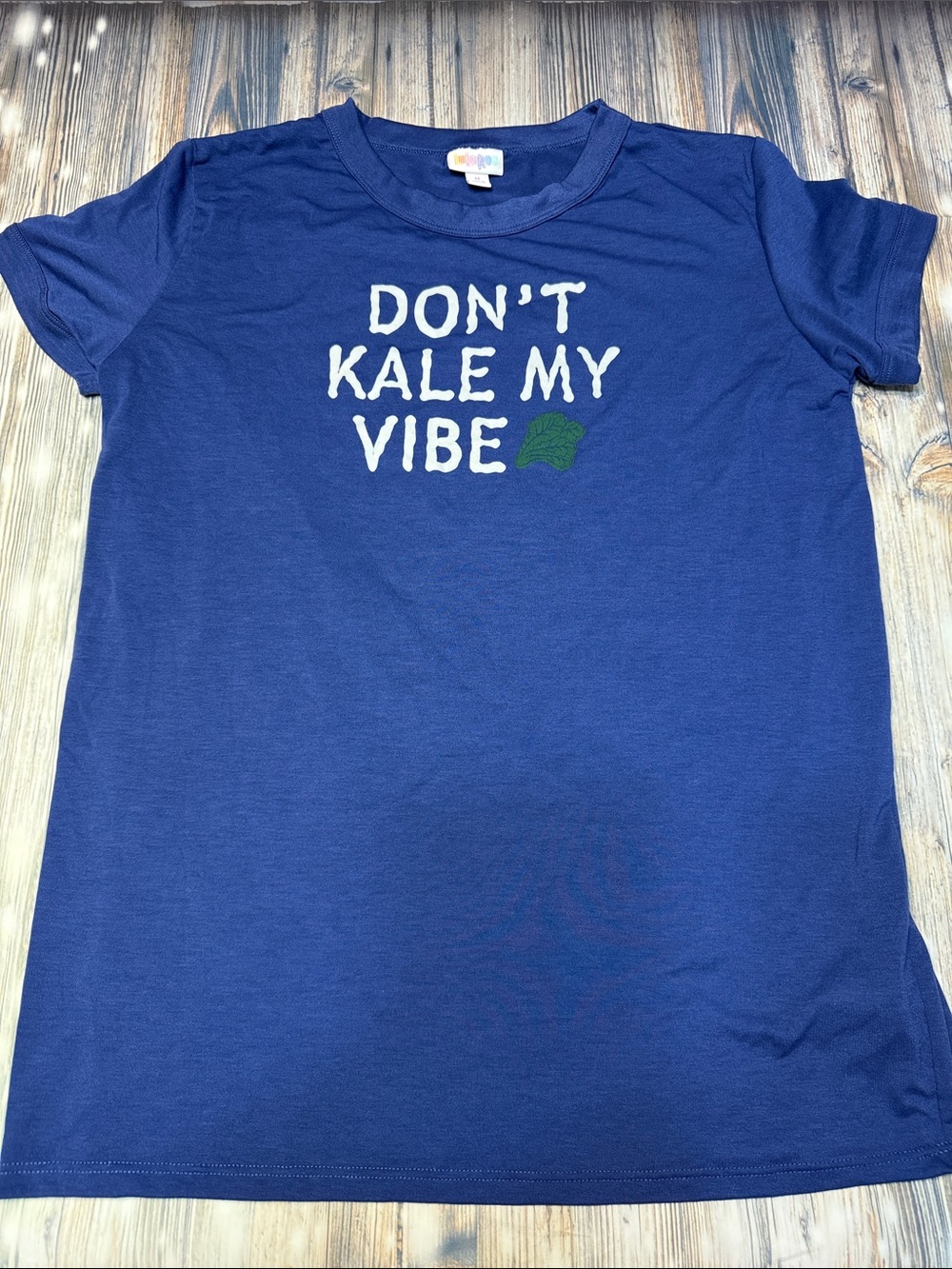 LuLaRoe Women's Navy Blue 'Don't Kale My Vibe' Graphic Tee